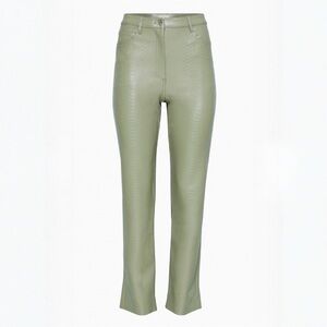 ARITZIA NWT Wilfred Melina Pants in Bitter Sage-Embossed Snakeskin Leather